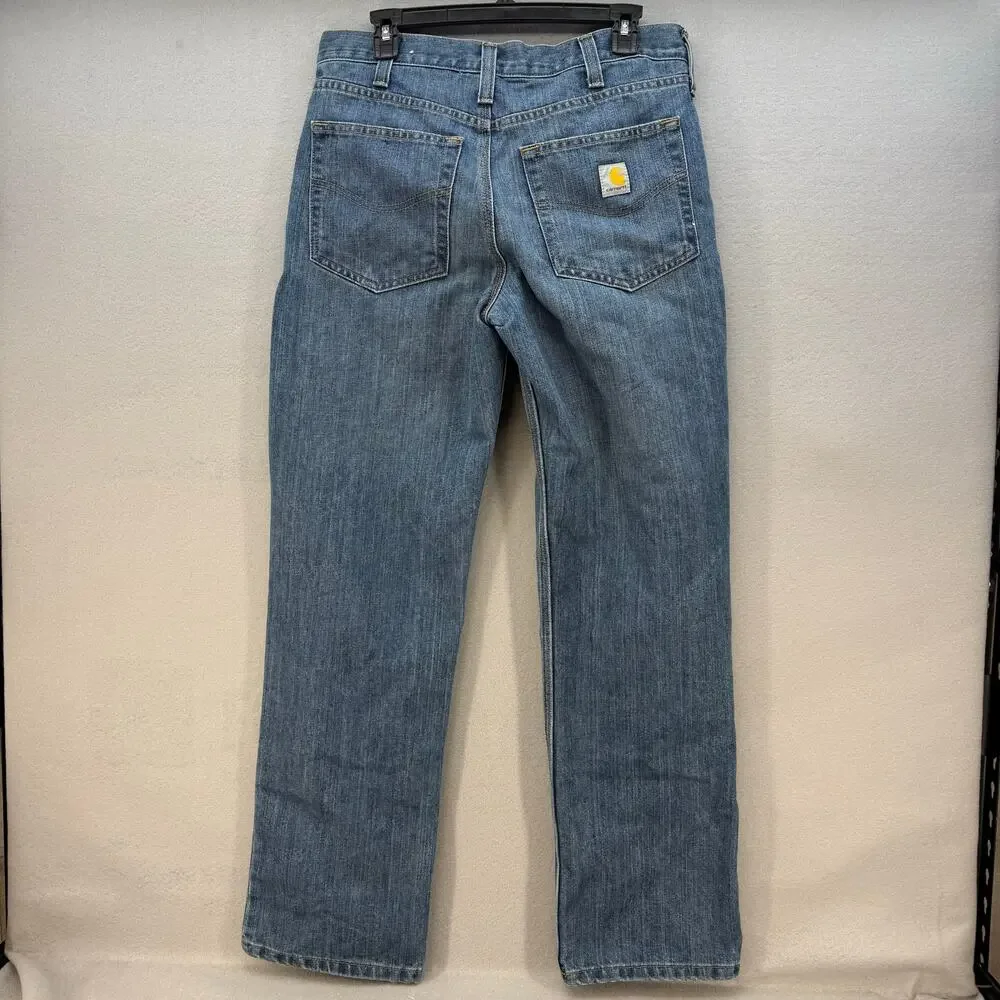 Carhartt Jeans Men's 32x33 Blue Straight Leg Work Wear Classic Fit Rugged